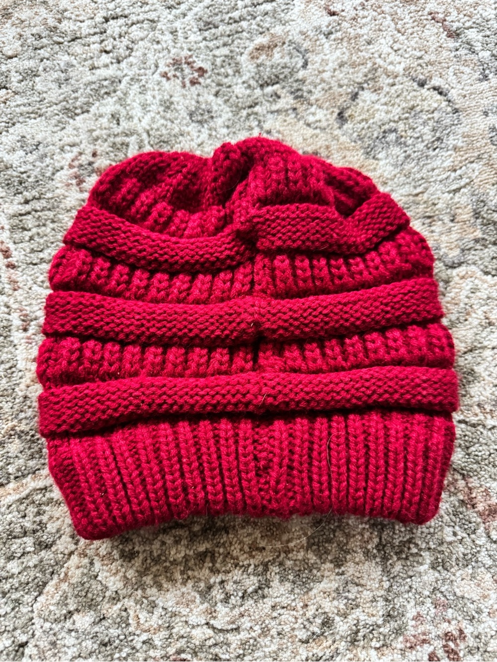 Textured Red Knit Beanie